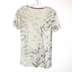10 FEET Amsterdam 100% Linen Women’s M Short Sleeve Metallic Print T-Shirt Top